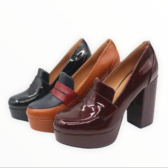 Tan Multi Color High Heel Platform Penny Loafer - Picture 5 of 8